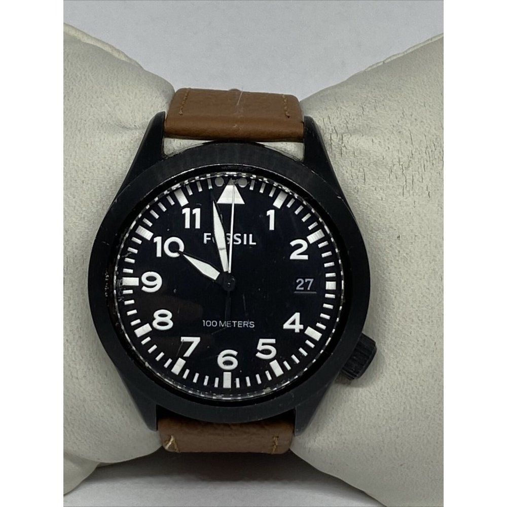 Fossil AM4515 Men's Brown Leather Analog Dial Quar